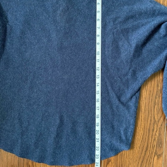Navy Blue Dolman Sleeve Bateau Neck Sweater Raw Edge Hem Size Large - Picture 4 of 6
